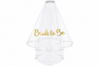 Witte doorschijnende sluier met gouden ‘Bride to Be’ tekst en een bevestigingskam.