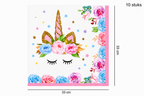 Eenhoornservetten met bloemen en gouden hoorn unicorn 