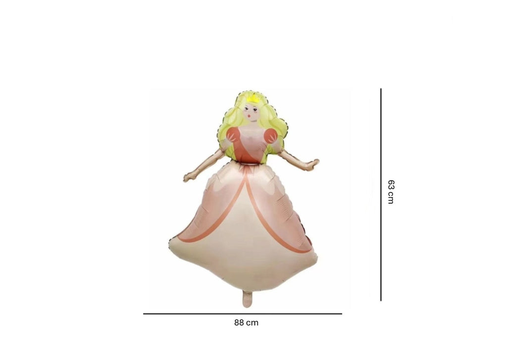 Folieballon in de vorm van een prinses met een roze jurk