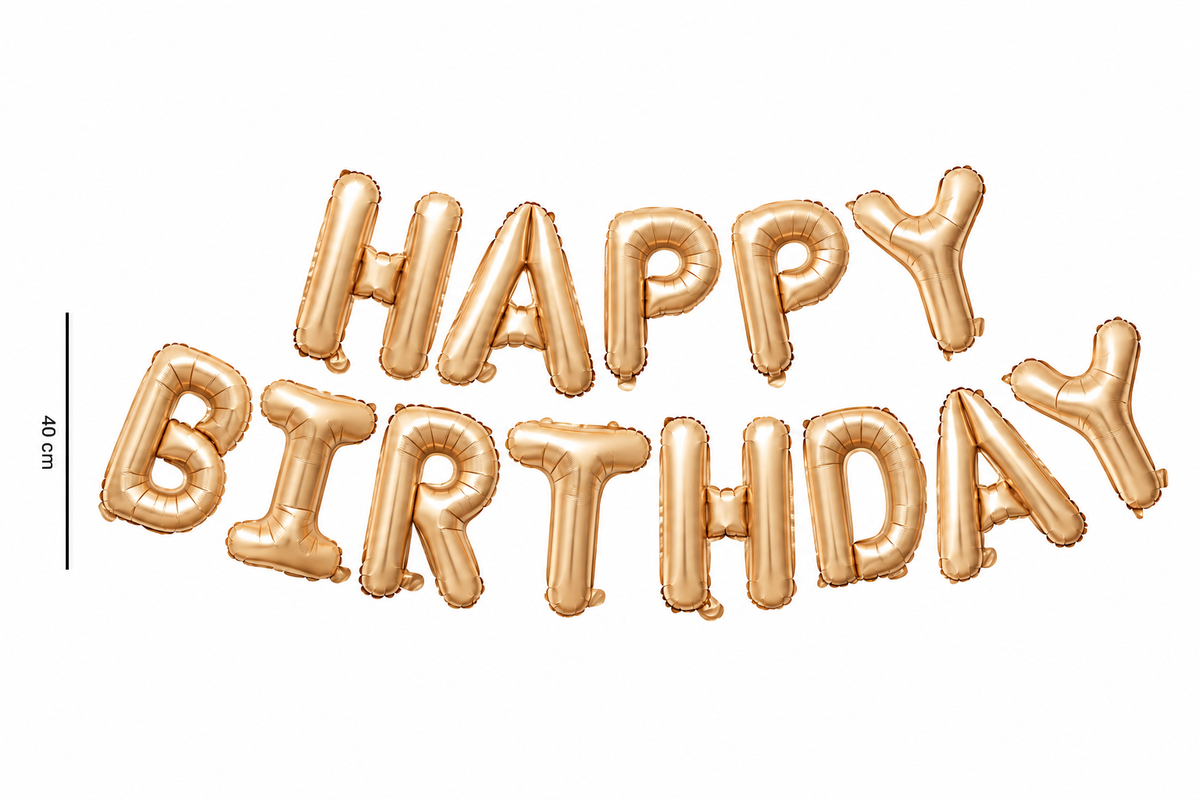 Gouden Happy Birthday letterballonnen