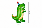 Groene dinosaurus folieballon met feesthoedje