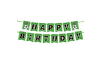 Groene Happy Birthday vlaggenlijn met voetbalmotief