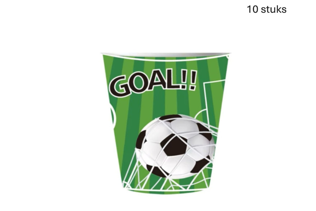 Groene voetbalbeker met Goal tekst