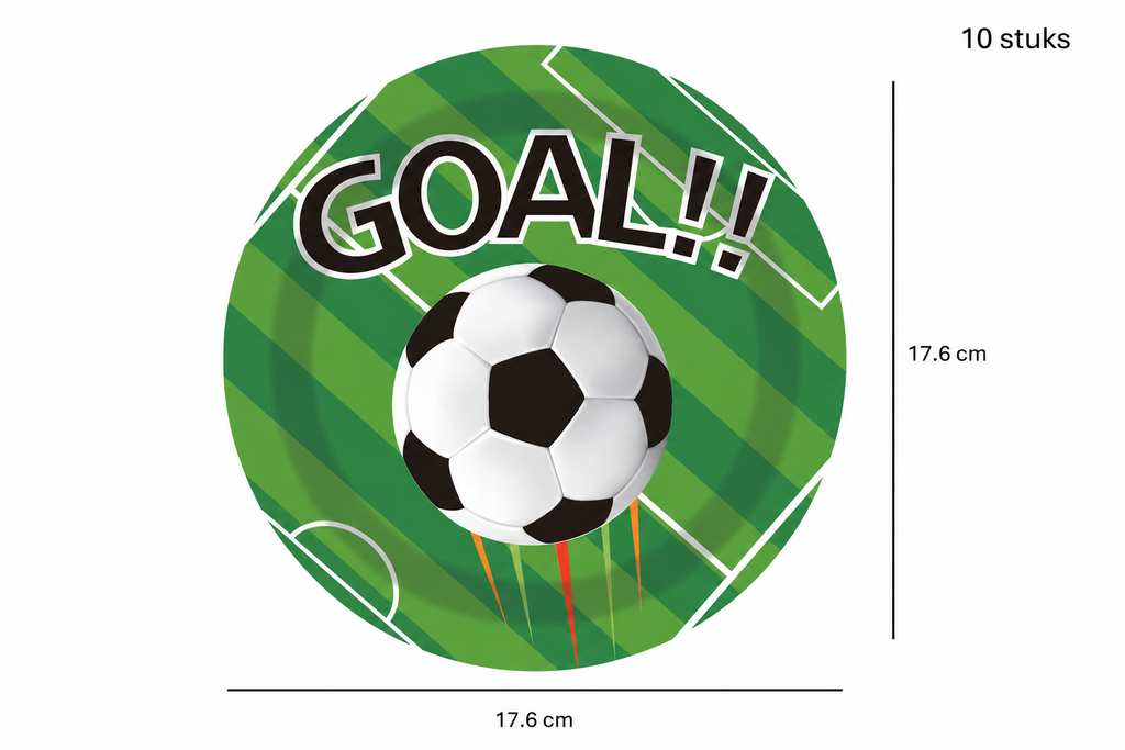 Klein groen voetbalbordje met Goal tekst