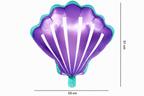 Paarse schelpvormige folieballon met turquoise rand