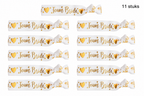 goud-11-stuks.png	Elf witte geknoopte armbandjes met gouden ‘Team Bride’ tekst, hartjes en sterretjes.