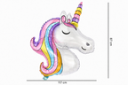 unicorn Folieballon in de vorm van een wit eenhoornhoofd met regenboogmanen